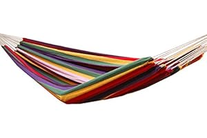 AMANKA Hamak XXL wisz?cy le?ak 400 x 160 cm, dla kilku osób, hu?tawka ogrodowa, tkanina do siedzenia, zmywalna, 100% bawe?na, obci??enie do 150 kg, wielokolorowy