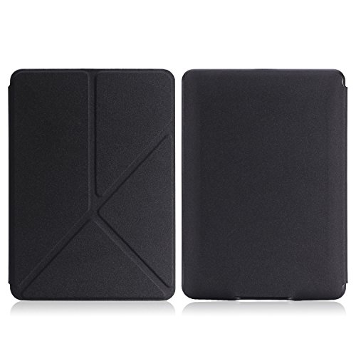 MoKo Kindle Paperwhite Hülle – Kunstleder Origami Ständer Schutzhülle Smart Cover mit Auto Sleep / Wake für Alle Kindle Paperwhite (2016 / 2015 / 2013 / 2012 Modell mit 6 Zoll Display), Schwarz - 2