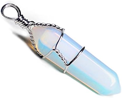 Julie Wang Opal Wire Wrap Gemstone Crystal Quartz Healing Point Chakra Pendants for Necklace