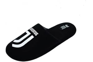 JUVENTUS Pantofole Ciabatte Imbottite Bambino - Uomo - Donna con Logo Bianco Stampato - 100% Prodotto Ufficiale - 100% Originali - Colore Nero - Scegli la Taglia (Taglia 45/46)