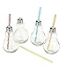 Produktbild Floral-Direkt 4 Trinkgläser Glühbirne Strohhalm Set 250ml Trinkbecher Glas Party Garten