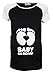 Happy Mama. Woman's Maternity Baby on Board Feet Funny Print T-shirt Top. 575p (Black & White, UK 16/18)