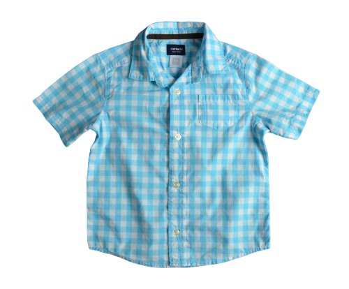 Carter's Check Short Sleeve Shirt Light Blue (24 Months)