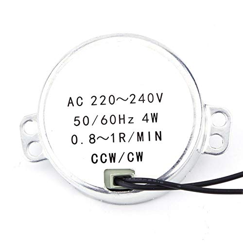 TOPINCN Electric Synchronous Motor, Geared Synchron Turntable Motor Round 4W Cw/Ccw Ac 220-240V(0.8-1Rpm)