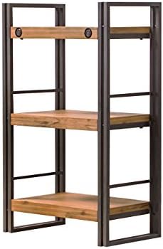 Industrial Style Metal / Acacia Wood Bookcase, Quality Finish, Workshop Collection, 3 étagères