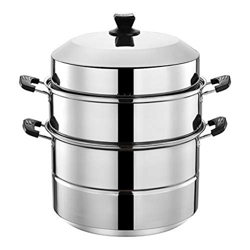 201 en acier inoxydable Steamer/marmite à soupe 2 couches avec des ménages Steamer 30-40cm épaissie Convient for Cuisinière à gaz/Cuisinière à induction Convient for 5-12 personnes (Size : 34cm)