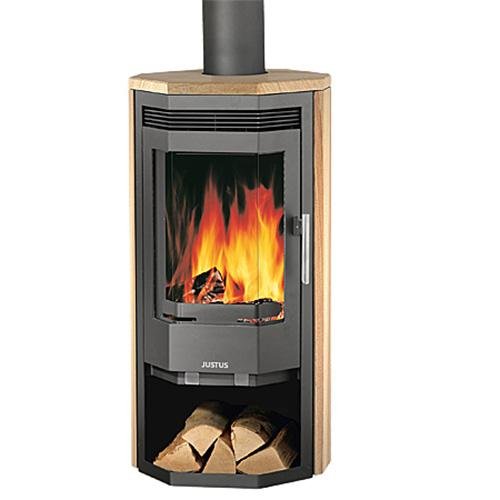 Preisvergleich Produktbild Kaminofen JUSTUS Usedom (5 kW) Verkleidung Sandstein, Korpus Schwarz