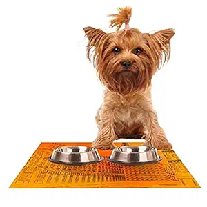 Kess InHouse Fotios Pavlopoulos Parisian Sunsets Orange City Feeding Mat for Pet Bowl, 18 by 13-Inch