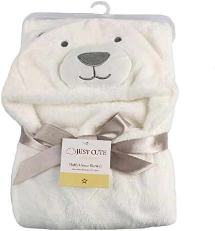 Tongchou Baby Infant Newborn Bathrobe Hooded Flannel Fleece Bathing Wrap Blanket White Bear