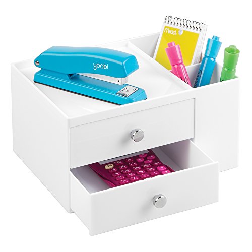 Interdesign 42151EU Aufbewahrungsbox mit 2 Schubladen und seitlichem Organizer, weiß - 2