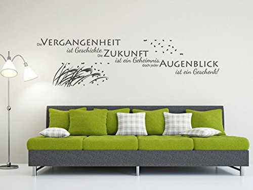 Wandtattoo-bilder® Wandtattoo Die Vergangenheit ist Geschichte Nr 3 Wanddeko Wohnzimmer Dekoration Größe 100x26, Farbe Schwarz