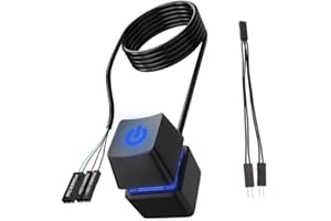 Switian Power Switch for Desktop Computers PC Power Button External Desktop Computers PC Power Button External Computer Power Switch 1.8 m with Blue LED Light