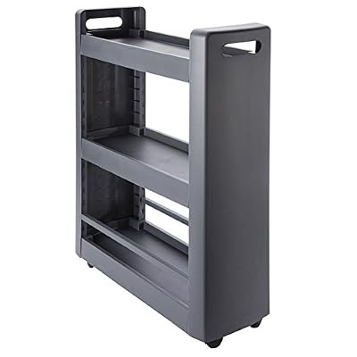 Eda Desserte mobilo meuble de rangement modulable 3 étagères, 4 roulettes, coloris gris anthracite