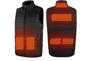 CURBOOM Heated Vest, Unisex Washable USB Rechargeable Heated Waistcoat Winter Body Warmer Jacket Heated Gilet Coat for Outdoor Activities Men/Women Black (No Mobile Power)