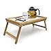 Relaxdays Betttablett Bambus, faltbar, Serviertablett für Frühstück im Bett mit klappbaren Beinen als Tabletttisch und Sofatisch Beistelltisch mit Tablett aus Kunststoff, natur