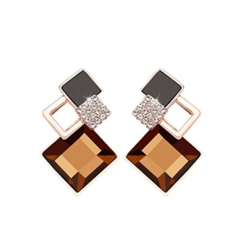 LUFA Cristallo Rhombus a forma di orecchio orecchini della lega Studs strass orecchini 2 colori