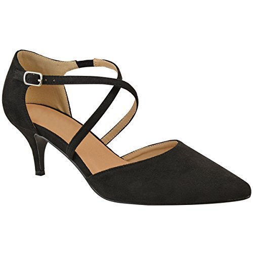 Fashion ThirstyWomens Court Shoes Ankle Strap Low Kitten Heel Shoes Ladies Comfort Plus Large Size Wedding Evening Party Classic Work Shoes