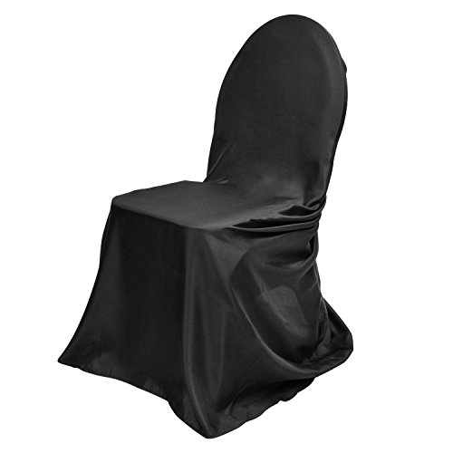 10er Set Stuhlhusse schwarz – hochwertige Banketthusse in Satinoptik, Universal Husse in Markenqualität (ÖKO-Tex Siegel) - 2