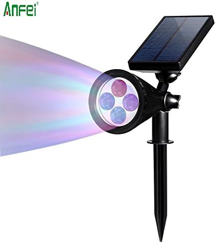 Outdoor Wall Lights Solar Spotlight Solar Powered, Anfei Waterproof, 180°angle Adjustable, Auto-on At Night/ Auto-off for Tree, Patio, Deck, Yard, Garden, Driveway, Stairs.
