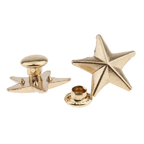 MagiDeal 20 Stück Stern Nieten Ziernieten Sternnieten für Leder Tasche Schuhe Handwerk 13mm – Gold, 13mm - 4