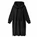 Produktbild Elecenty Damen Hoodie Kleider Knielang mit Kapuze Langarmkleid solide Rock Mädchen Frauen Mode Langarm Kleid Minikleid Kleidung Pullover Jumper Hemdkleid Blusekleid (L, Schwarz)