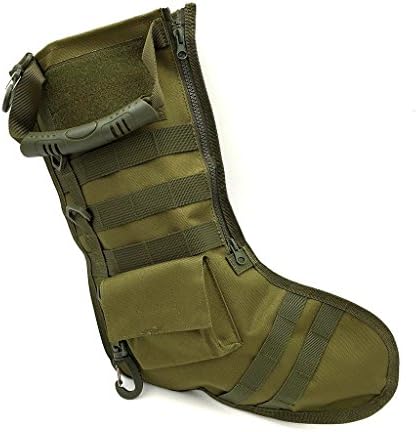 Antifire Military Tactical Christmas Stocking Xmas Scok Storage Bag with Molle Gear Gift Bag Pocket Hang on Christmas Tree Greasto for Hiking,Camping,Travelling,Hunting