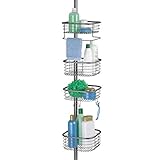 MEDIDAS GRANDES: Con unas dimensiones de 22,9 cm x 22,9 cm x 24,1 cm, esta estantería telescópica puede extenderse de 1,5 m a 2,9 m e instalarse fácilmente en cualquier ducha o baño.