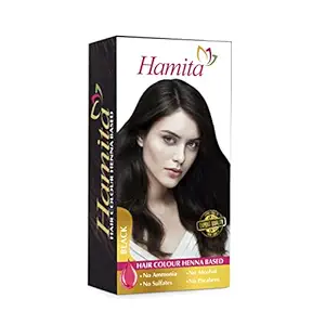 HAMITA Hair Color Henna Based Color For Both Men & Women 6 Pcs in a Box (Black)