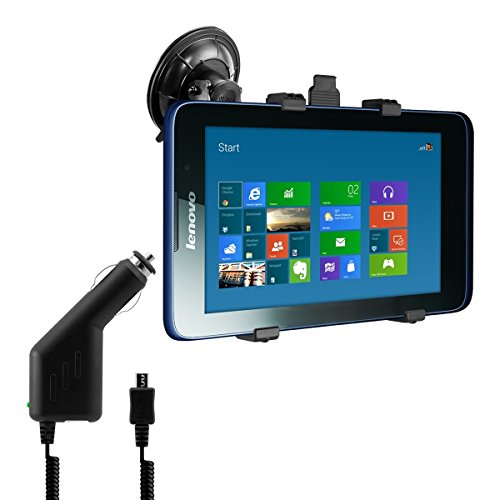 kwmobile KFZ Scheiben Halterung für Lenovo A7-30 (A3300) - PKW Auto Halter mit Saugnapf in Schwarz + Ladegerät
