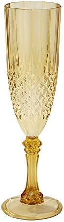 Party Porcelain Gold Acrylic Cut Glass Effect Champagne Flutes x 6