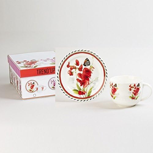 Lunch Box + Plate Floral Red