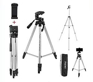 Photron Stedy 600M Tripod with Mobile Holder for Smart Phone, Camera, Mobile Phone | Extends to 1345mm (4.4 Feet) | Folds to 515mm(1.6 Feet) | Weight Load Capacity: 3kg | Case Included, Silver