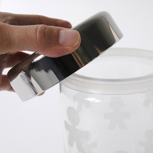 Alessi „GIROTONDO“ Küchendose aus Glas mit Aufdruck und abgedichtetem Deckel aus Edelstahl - 4