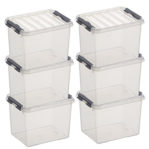 6x SUNWARE Q-Line Box - 3 Liter - 200 x 150 x 140mm - transparent/silber