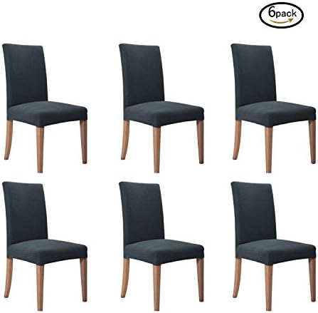 Zhihong 6 Pieces Jacquard Removable Washable Dining Chair Cover Protector Seat Slipcover for Hotel, Dining Room, Ceremony, High Back (Grey)