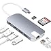 Produktbild QacQoc USB C Hub USB C Adapter mit 3 USB 3.0 Ports, SD- und Micro SD-Kartenleser, USB C Ladeanschluss, Ethernet-Anschluss, HDMI Port geeignet für MacBook/Pro, Google Chromebook usw.(Grau+Weiße Kabel)