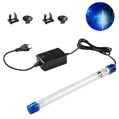 LEDGLE 11W UV-Aquarium-Sterilisator, UVlampen-versenkbares wasserdichtes Algen-Zerstörungs-Licht für die Reinigung von Wasser-Aquarien, Pools, Fishbowl