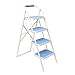 Produktbild YA Schritthocker Erwachsene Eisen 4 Stufenleiter Leiter mit Armlehnen und Rutschfeste Pedal Klappstuhl tragbare Leiter/Fußstütze / Lagerregal/Blumenständer Gute Qualität (Farbe : Blau)