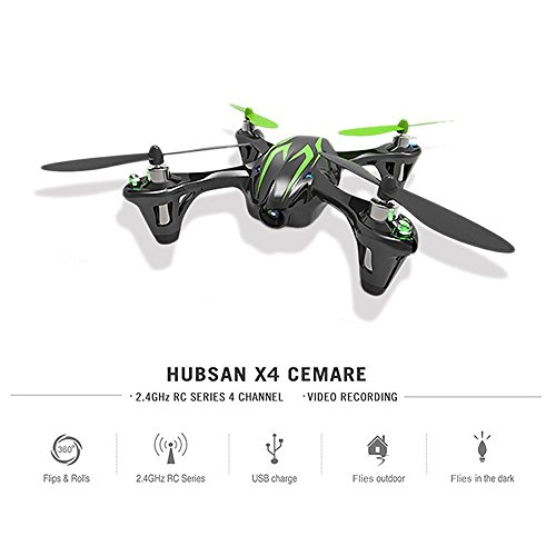Hubsan X4 Cemare H107C LED Mini QuadCopter RTF avec Caméra, 2.4Ghz Télécommande inclus, Noir/Vert