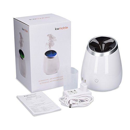 kwmobile Aroma Diffuser mit LED Stimmungslicht – Elektronischer Ultraschall Duftöldiffusor Luftbefeuchter mit RGB Farbwechsel in Weiß - 6