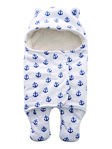 mainaisi Swaddle Wrap Manta para bebés saco de dormir Cartoon suave de doble capa S/Anchor Talla:65X75cm(0-24months)