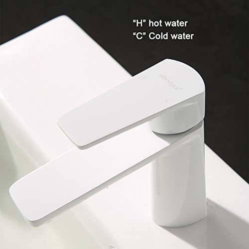 ubeegol Waschbecken Armatur Weiß Waschtischarmatur Wasserhahn Messing Mischbatterie Bad Einhebelmischer Einhand-mischbatterie Waschbeckenarmatur Badarmaturen Waschtischmischer Waschtischbatterie für badzimmer - 5