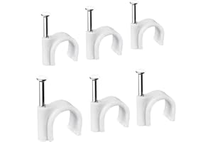 FEEIMOL Fermacavo con Chiodo Fermacavi Rotondi Fermacavi Muro per Fissaggio di Cavi 20mm, 100 Pezzi