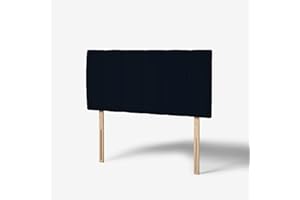 hm bedding Velvet Upholstered Headboard for Divan Beds – 20-Inch Lined Extra Padded Plush Headboard with Wooden Struts – Luxury Bedroom Furniture (Black, Double)