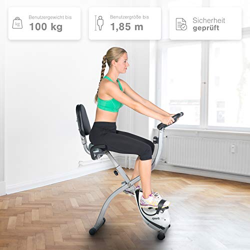 SportPlus Vélo d'Appartement / S-Bike - Ordinateur de Contrôle - Système de Freinage Magnétique Haute Performance - Pliable et ultra Compact - 8 niv. de Résistance - Jusqu'à 100 kg