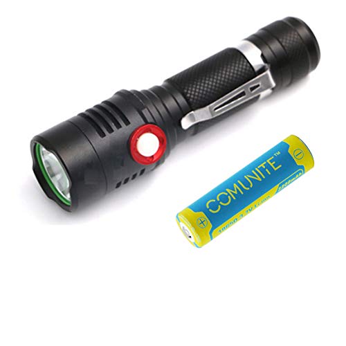 Comunite 800LM CREE XM-L L2 LED EDC Rechargeable USB Lampe de Poche (Piles 18650 Compris) Pour le Camping, Randonnée, Cyclisme, Utilisation de secours