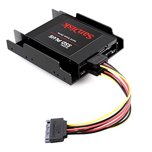 Alcey 2x 2,5 Zoll auf 3,5 Zoll Montagehalterung für interne Laufwerke (einschließlich Netz- und SATA Datenkabel) - 3