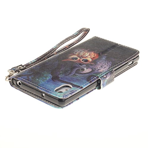 Sony Xperia Z2 Hülle,Sony Xperia Z2 Leder Brieftasche Hülle im BookStyle,SainCat PU Leder Wallet Case Lederhülle Folio Schutzhülle Ledertasche Hülle Bumper Handytasche Skin Schale Soft Backcover Handy Tasche Flip Cover Buchstil Klapptasche in Lederoptik mit Standfunktion Karteneinschub und Magnetverschluß Etui Flip Case fürSony Xperia Z2 (Malerei Owl) - 4