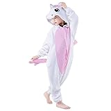 Licorne Pyjama Kiguruma Combinaison Vêtement de Nuit Cosplay Costume Déguisement Unicorn pour Enfant Unisex - Rose Taille 125