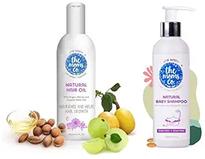 The Moms Co Natural Baby Shampoo (200 Ml)&Virgin Coconut Oil | The Moms Co. Natural 10-In-1 Baby Hair Oil With Argan Oil, Marula, Avocado, Bhr